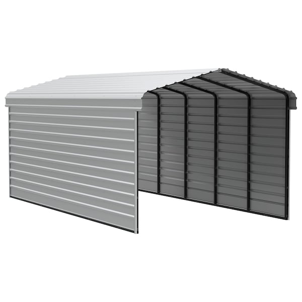 Arrow Storage Products Galvanized Steel Carport, W/ 2-Sided Enclosure, Compact Car Metal Carport Kit, 12'x24'x9', Eggshell CPH122409ECL2 - main